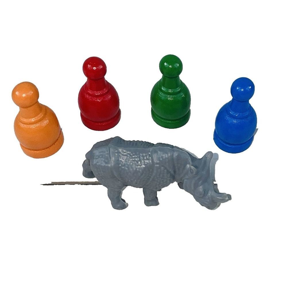 Jumanji Board Game 4  Movers Pawns and Rhino 2017 Genuine OEM Replacement Pieces
